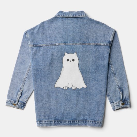 Halloween spookkat spookachtig schattig denim jacket (Achterkant)