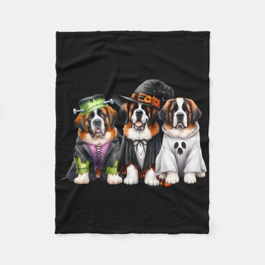 Halloween spookkostuum heksenhond Sint Bernard St Fleece Deken (Voorkant)