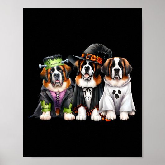 Halloween spookkostuum heksenhond Sint Bernard St Poster (Voorkant)