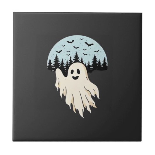 Halloween Spookmaan Bos Ontwerp_1 Tegeltje (Voorkant)
