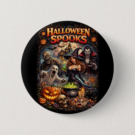 Halloween Spooks Ronde Button 5,7 Cm (Voorkant)