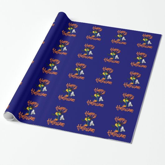 Halloween Spooks Wrapping Paper Cadeaupapier (Uitgerold)