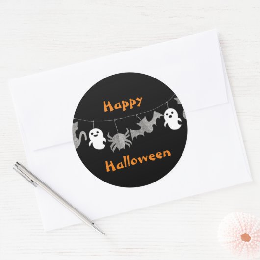 Halloween-spookslinger Ronde Sticker (Envelop)