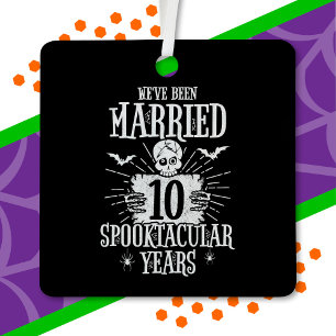 Halloween Spooktacular 10-jarig huwelijksjubileum Metalen Ornament