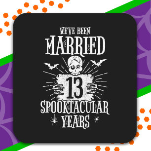 Halloween Spooktacular 13e huwelijksverjaardag Vierkante Sticker