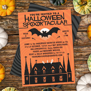 Halloween Spooktacular, 1960 Mideeuwse Retro Bat Kaart