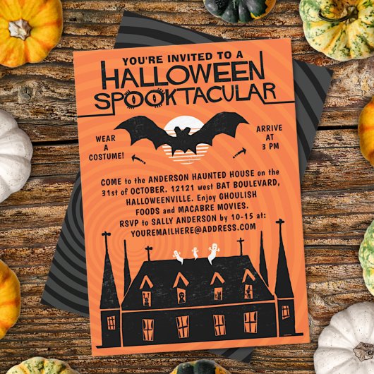 Halloween Spooktacular, 1960 Mideeuwse Retro Bat Kaart