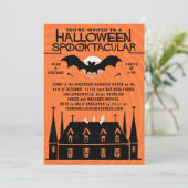 Halloween Spooktacular, 1960 Mideeuwse Retro Bat Kaart (Staand voorkant)