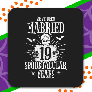 Halloween Spooktacular 19e huwelijksverjaardag Vierkante Sticker