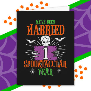 Halloween Spooktacular 1st Wedding Jubileum Kaart