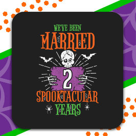 Halloween Spooktacular 2e huwelijksverjaardag Vierkante Sticker