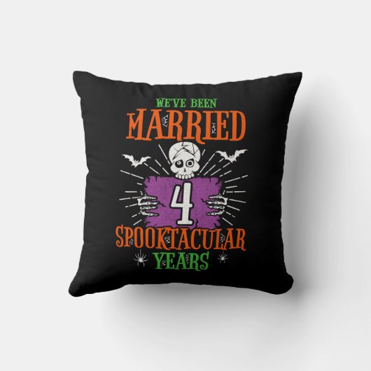 Halloween Spooktacular 4de huwelijksverjaardag Kussen (Achterkant)