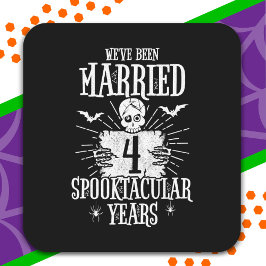 Halloween Spooktacular 4e huwelijksverjaardag Vierkante Sticker