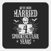Halloween Spooktacular 4th Wedding Jubileum Vierkante Sticker (Voorkant)