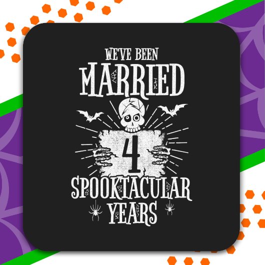 Halloween Spooktacular 4th Wedding Jubileum Vierkante Sticker
