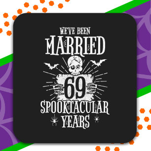 Halloween Spooktacular 69e huwelijksverjaardag Vierkante Sticker