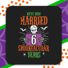 Halloween Spooktacular 6e huwelijksverjaardag Vierkante Sticker