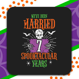 Halloween Spooktacular 7e huwelijksverjaardag Vierkante Sticker
