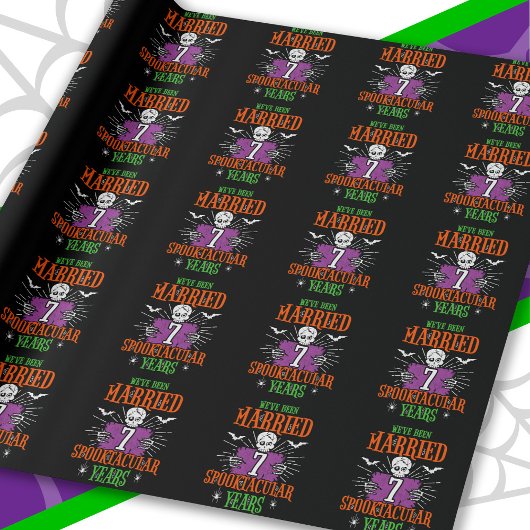 Halloween Spooktacular 7th Wedding Jubileum Cadeaupapier