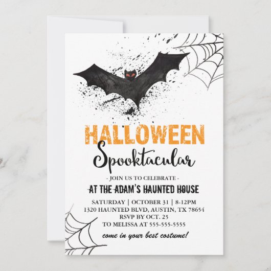 Halloween Spooktacular Bat Invitation Kaart (Voorkant)