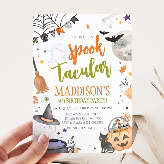 Halloween Spooktacular Birthday Party Invitation Kaart