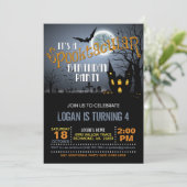 Halloween Spooktacular Birthday Party Invitation Kaart (Staand voorkant)