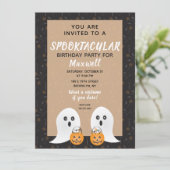 Halloween Spooktacular Birthday Schattigee Geesten Kaart (Staand voorkant)