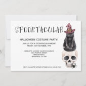 Halloween Spooktacular Black Cat on A Skull Kaart (Voorkant)