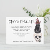 Halloween Spooktacular Black Cat on A Skull Kaart (Staand voorkant)