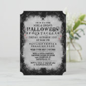 Halloween Spooktacular Black & Grey Gothic Invite Kaart (Staand voorkant)