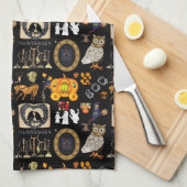 Halloween Spooktacular Black keukenhanddoek (Quarter Fold)