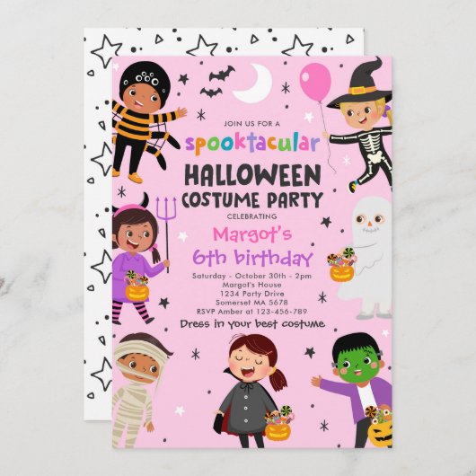 Halloween Spooktacular Costume Verjaardagsfeest Kaart (Voorkant / Achterkant)