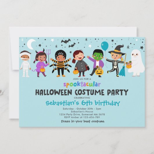 Halloween Spooktacular Costume Verjaardagsfeest Kaart (Voorkant)