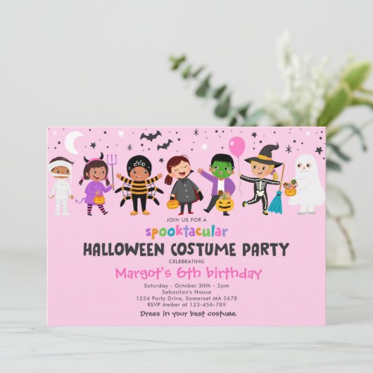 Halloween Spooktacular Costume Verjaardagsfeest Kaart (Staand voorkant)