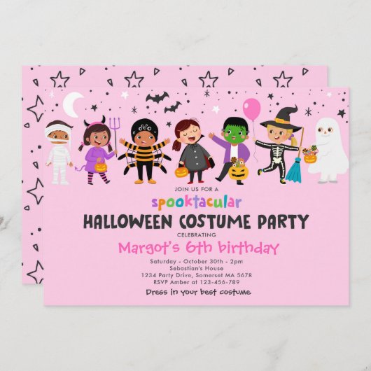 Halloween Spooktacular Costume Verjaardagsfeest Kaart (Voorkant / Achterkant)