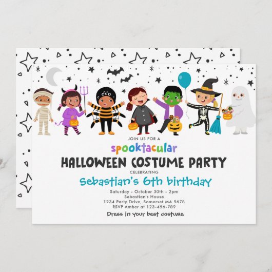 Halloween Spooktacular Costume Verjaardagsfeest Kaart (Voorkant / Achterkant)