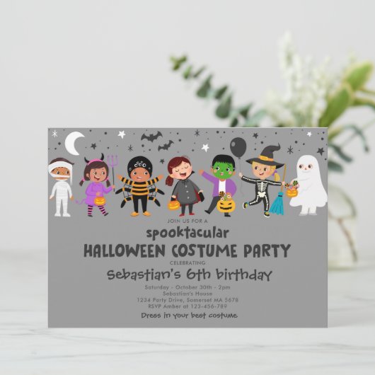 Halloween Spooktacular Costume Verjaardagsfeest Kaart (Staand voorkant)