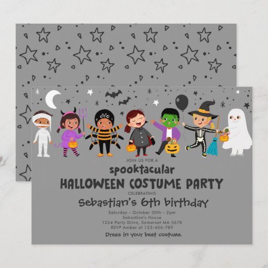 Halloween Spooktacular Costume Verjaardagsfeest Kaart (Voorkant / Achterkant)