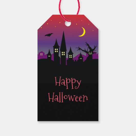 Halloween Spooktacular Creepy Haunted Castle Party Cadeaulabel (Achterkant)
