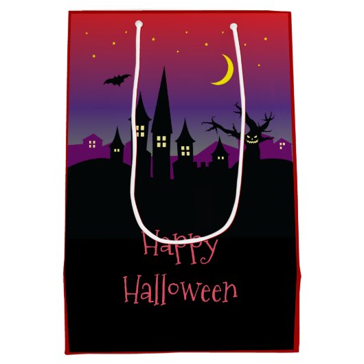 Halloween Spooktacular Creepy Haunted Castle Party Medium Cadeauzakje (Achterkant)