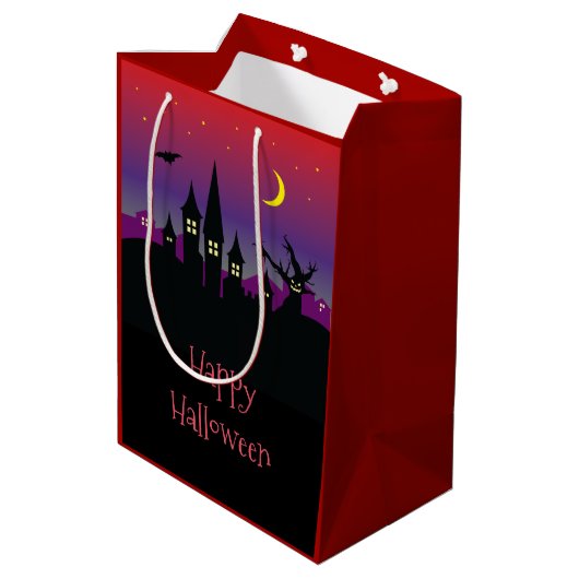 Halloween Spooktacular Creepy Haunted Castle Party Medium Cadeauzakje (Achterkant Gekanteld)