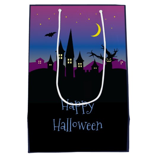 Halloween Spooktacular Creepy Haunted House Party Medium Cadeauzakje (Achterkant)