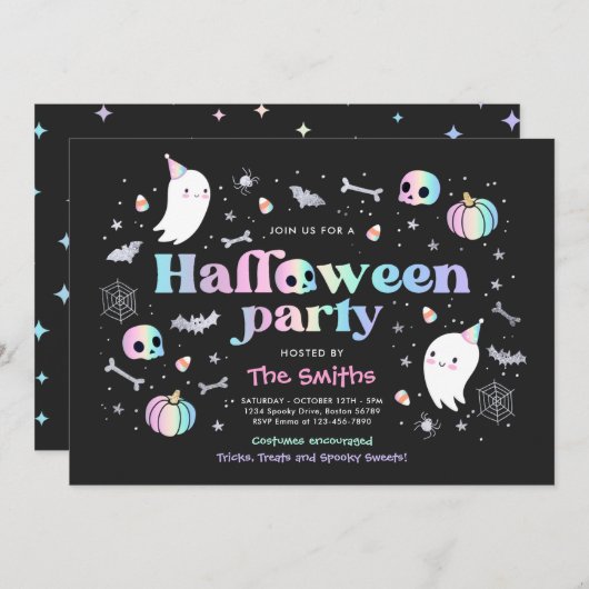 Halloween Spooktacular Feest Cute Pastel Geest Kaart (Voorkant / Achterkant)