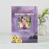 Halloween Spooktacular Foto Verjaardagsfeest Kaart (Staand voorkant)