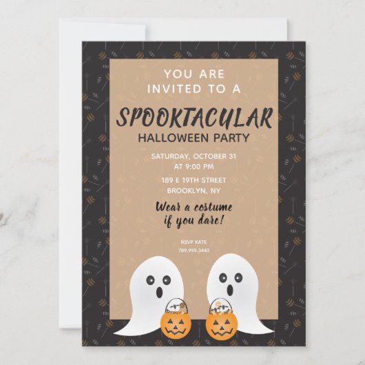 Halloween Spooktacular Geesten Trick or Treaten Kaart (Voorkant)