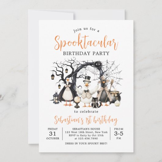 Halloween Spooktacular Gekke Goose 1st Birthday Kaart (Voorkant)