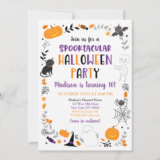 Halloween Spooktacular Ghost Pumpkin Birthday Kaart (Voorkant)