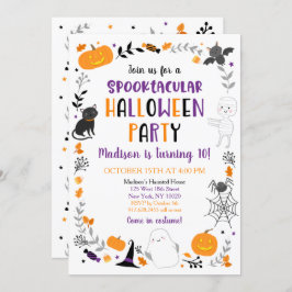 Halloween Spooktacular Ghost Pumpkin Birthday Kaart