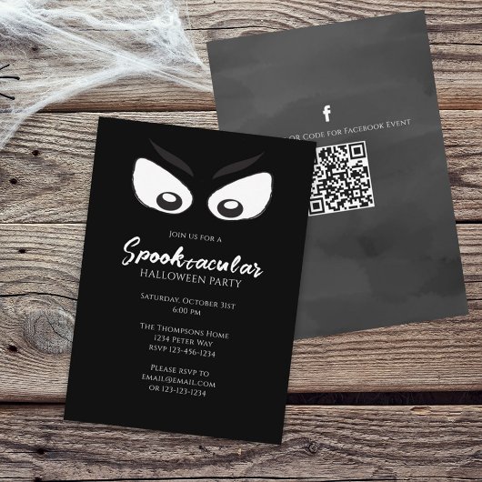 Halloween Spooktacular Ghost QR Code Social Media Kaart