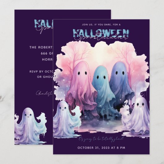 Halloween Spooktacular Ghouls Party Kaart (Voorkant / Achterkant)